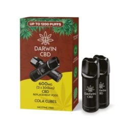 Darwin CBD Replacement Pods 600mg (2x300mg) -Vaping Supply Store Darwin CBD Twin Replacement Pods 300mg Cola Cubes1