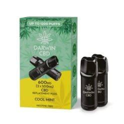 Darwin CBD Replacement Pods 600mg (2x300mg) -Vaping Supply Store Darwin CBD Twin Replacement Pods 300mg Cool Mint1