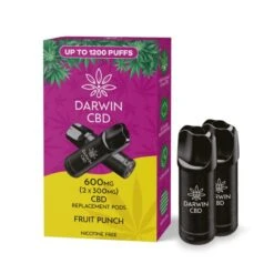 Darwin CBD Replacement Pods 600mg (2x300mg) -Vaping Supply Store Darwin CBD Twin Replacement Pods 300mg Fruit Punch1