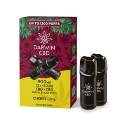 Darwin CBD Replacement Pods The Big One 900mg(2x450mg) 16 Darwin CBD Replacement Pods The Big One 900mg(2x450mg) -Vaping Supply Store Darwin CBD Twin Replacement Pods 450mg Cherry Lime1