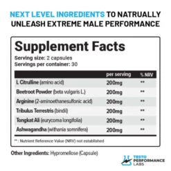Testo Performance Labs Capsules High Strength 60pcs 11 Testo Performance Labs Capsules High Strength 60pcs -Vaping Supply Store Testo HARD supplements facts web 600x600 1