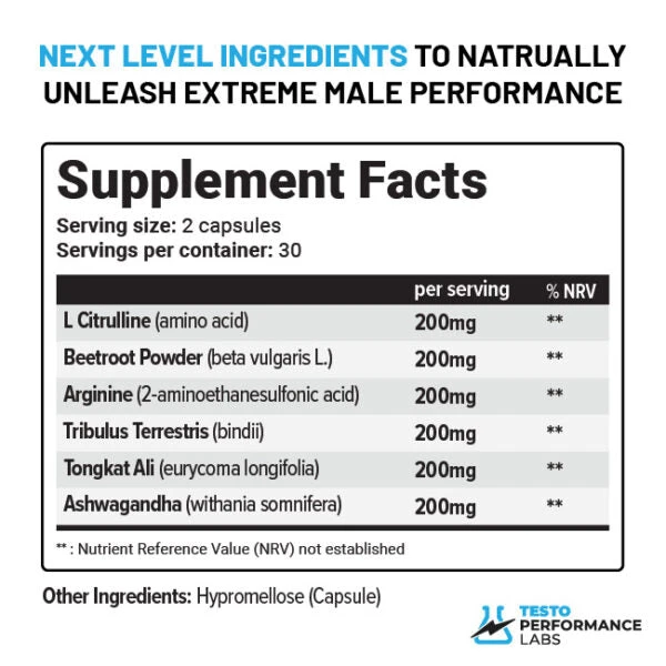Testo Performance Labs Capsules High Strength 60pcs 4 Testo Performance Labs Capsules High Strength 60pcs - Image 2