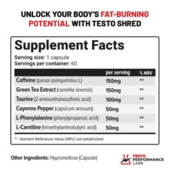 Testo Performance Labs Capsules High Strength 60pcs 15 Testo Performance Labs Capsules High Strength 60pcs -Vaping Supply Store Testo SHRED supplement facts web 600x600 1
