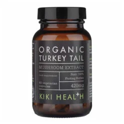 KIKI HEALTH Organic Mushroom Extract 60 Vegetarian Capsules -Vaping Supply Store Turkey Tail Capsules Front min 30316